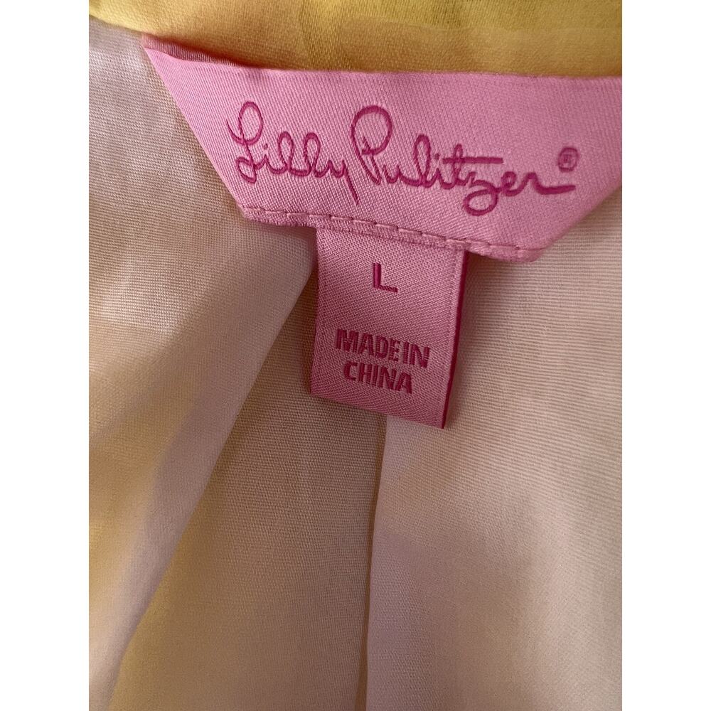 Lilly Pulitzer Hotty Pink Burnout Combo Sully colorblock flower Dress L A000262 - Picture 9 of 10